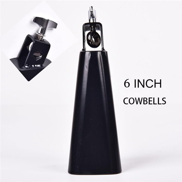 MOONBACK 6 Inch Cowbell And Cowbell Clamp, Cowbell Holder Percussion Accessory, Adjustable Drum Cowbell Mount for Bass Drum Hoop Up or Down And Drum Brushes - Image 2